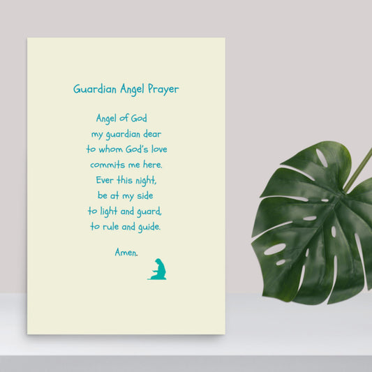 Motivational Poster  Guardian Angel Prayer cyan